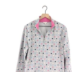 *talbots* lightweight zip polka dot pullover